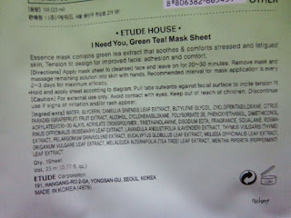 Green Tea Mask Sheet Etude House