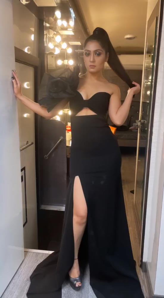 Anjali Tatrari sexy legs high slit dress hot tv actress