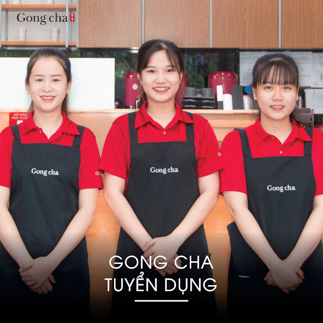 Mẫu áo thun đồng phục tạp dề trà sữa Gong Cha - Hình 5