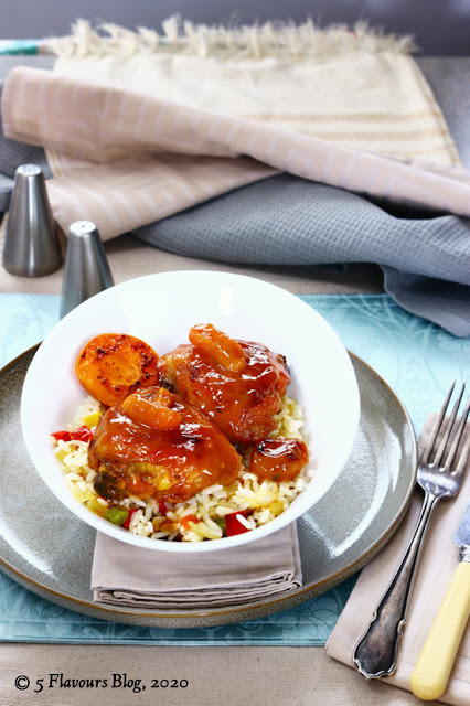 Baked Apricot Chicken & Spanish Style Rice