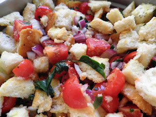 Panzanella, the Tuscan bread salad (from leftover bread)