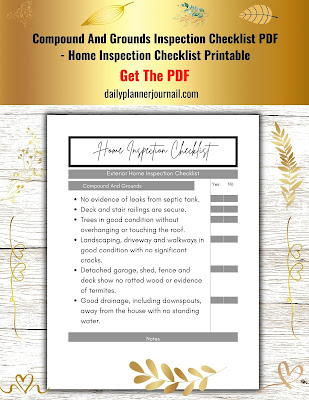 Compound And Grounds Inspection Checklist PDF - Home Inspection Checklist Printable