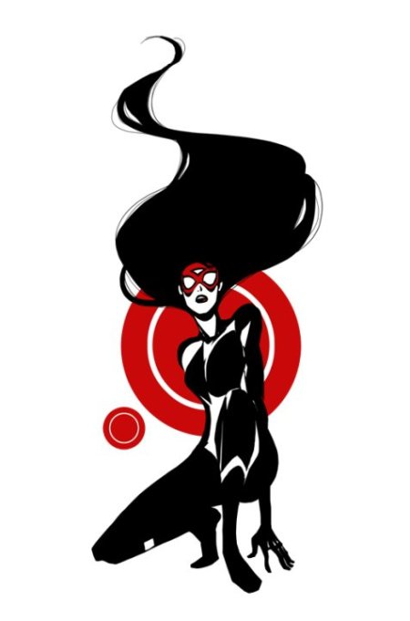 sho murase ilustrações singelas minimalistas espaço negativo mulheres super heroínas Mulher-Aranha