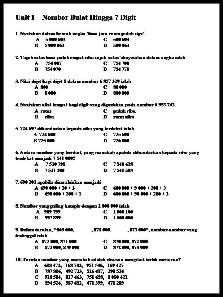 Dunia matematik: Nombor hingga 100000