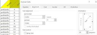 orientasi teks keatas excel