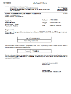 Cara Reset Ulang Password Simpatika PTK oleh Admin Madrasah