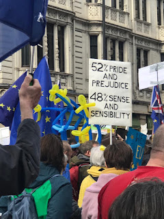 Jane Austen themed placard at the People's March, London March 2019