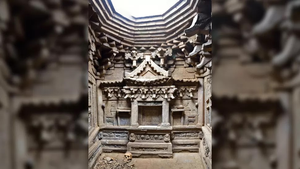 Ο εσωτερικός θάλαμος του περίτεχνου τάφου είναι κατασκευασμένος από πλίνθους που μοιάζουν με σκαλισμένο ξύλο. [Credit: Shanxi Institute of Archaeology]