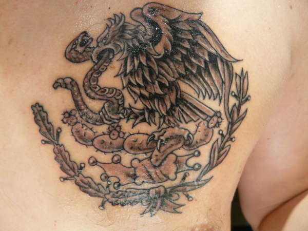 eagle dragon American flag Harley Davidson backpiece tattoo