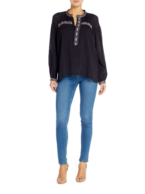 maison scotch boho top with embroidery detail