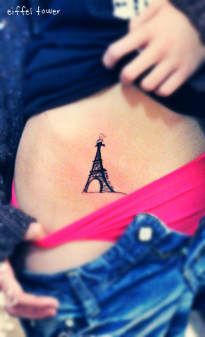 A little eiffel tower tattoo on the hip