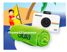 Logo Con Buitoni vinci teli mare personalizzati e Polaroid Snap Touch