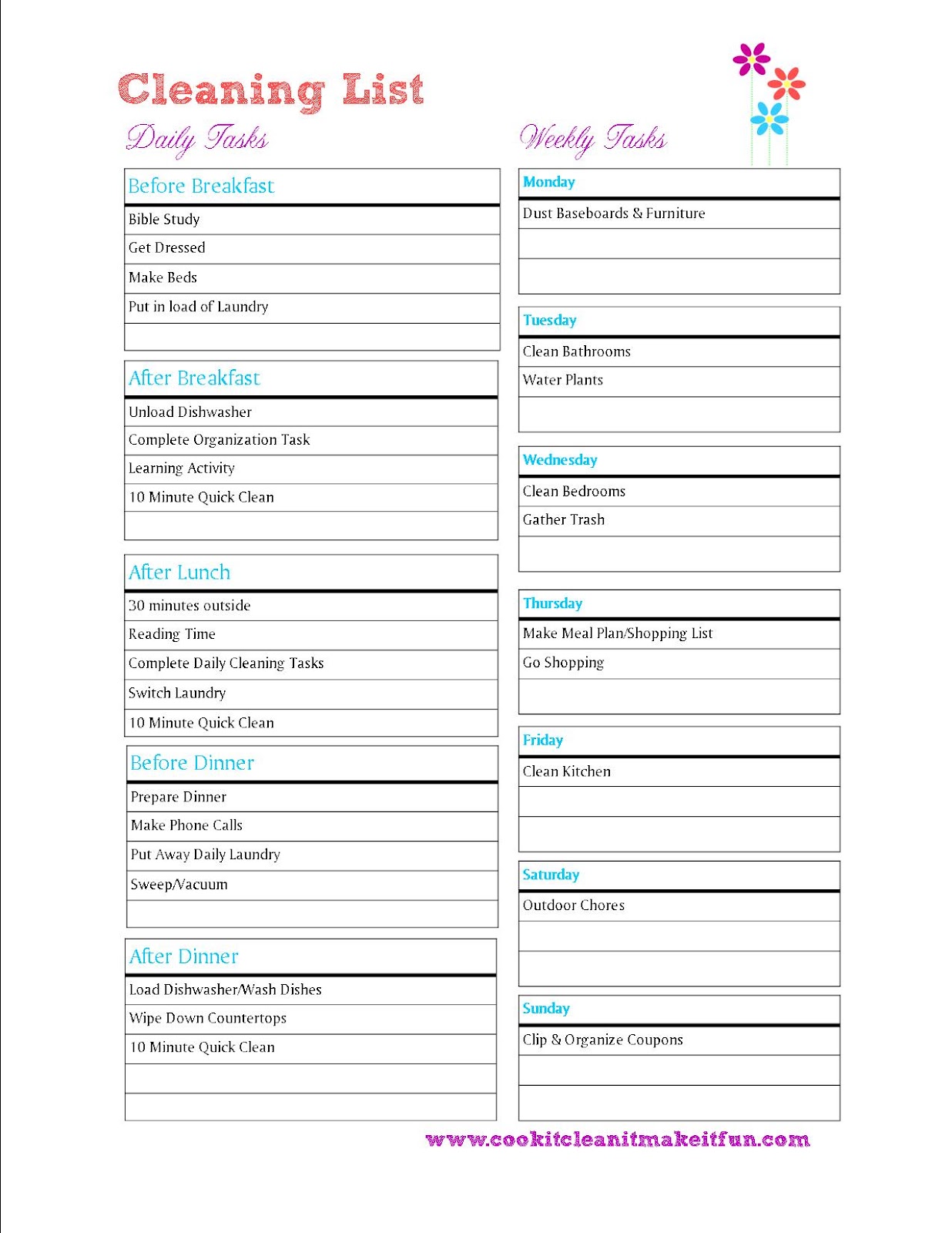 Cleaning Schedule With Free Printable Tools