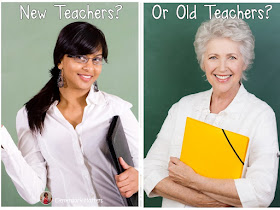 Young Teachers or Old Teachers? This post addresses the qualities of new teachers and veteran teachers, as well as some qualities that truly make a great teacher!