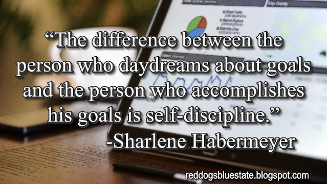 “The difference between the person who daydreams about goals and the person who accomplishes his goals is self-discipline.” -Sharlene Habermeyer