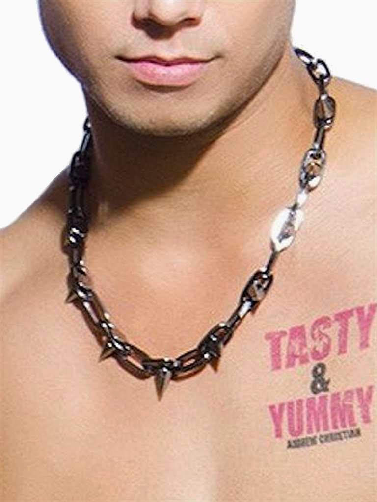 Andrew Christian Stud Necklace Gunmetal accessories Cool4Guys