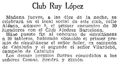 Recorte de La Vanguardia, 25/8/1926