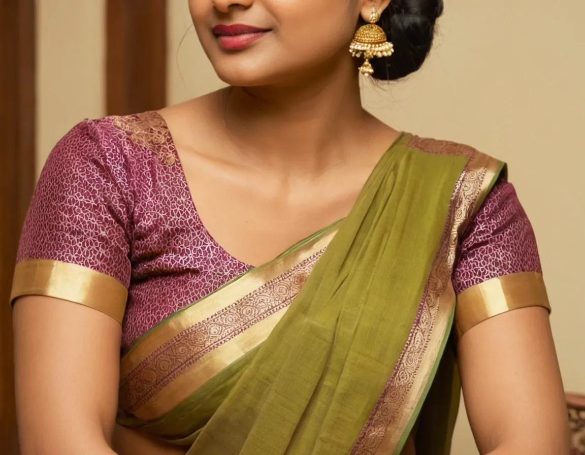 Simple Blouse Neck Designs for Silk Sarees