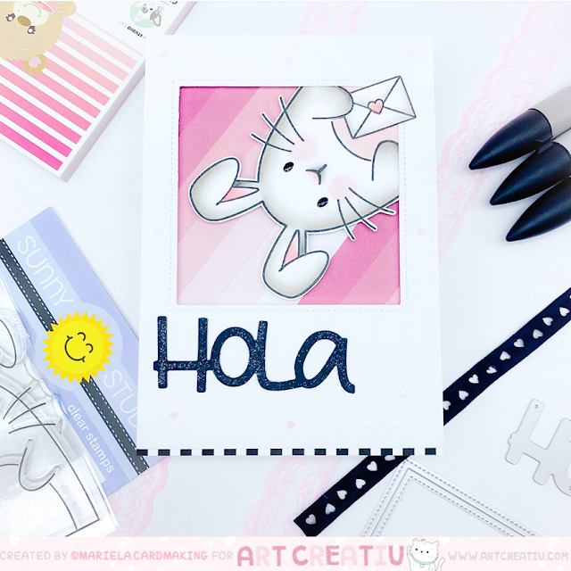 Sunny Studio Stamps: Big Bunny Easter Themed Customer Card by Mariela