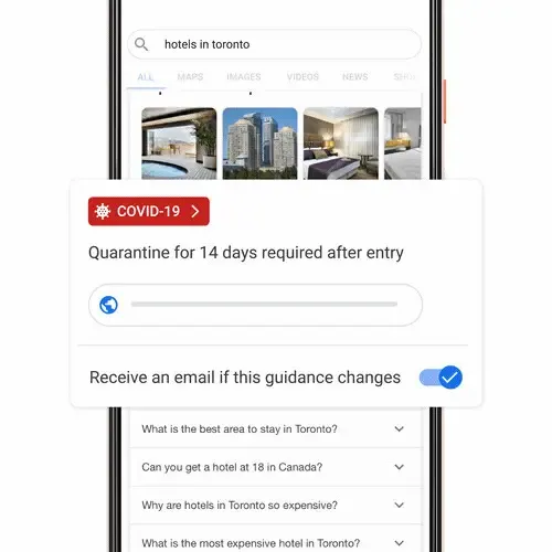 تضيف Google معلومات متعلقة بـ COVID-19 لعمليات البحث عن السفر