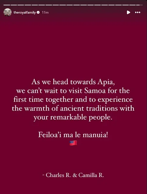 King Charles and Queen Camilla Begin Historic Tour in Samoa, Sharing Warm Personal Message