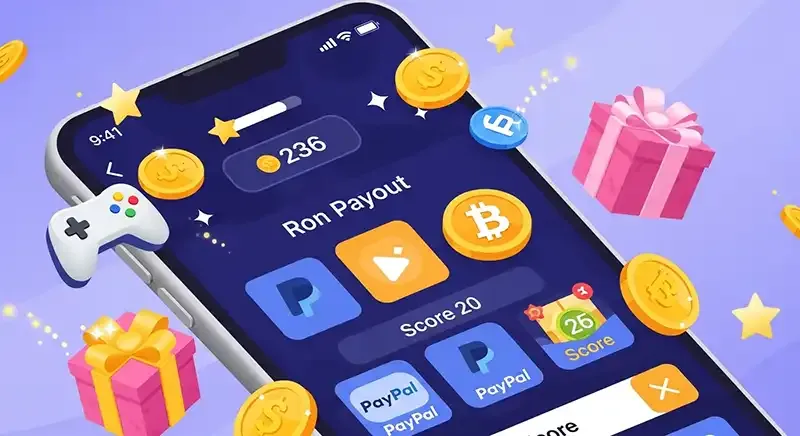 GPT app interface that pays users to play fun games with rewards like PayPal and crypto