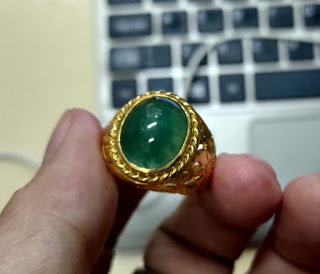 Batu Bacan Doko Hijau Botol BC078 Body Glass Size Kantoran Ikatan Perak