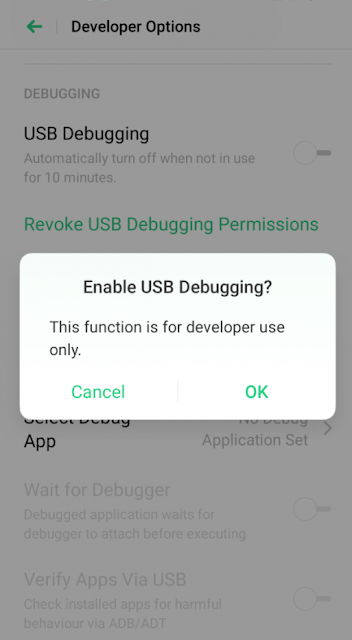 USB Debugging mode Enabled