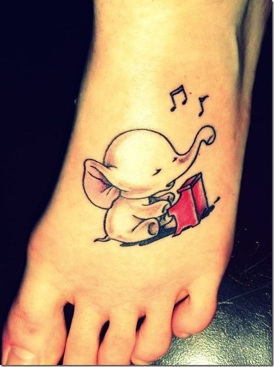 mignon_bb_lphant_jouant_de_la_musique_pied_de_tatouage