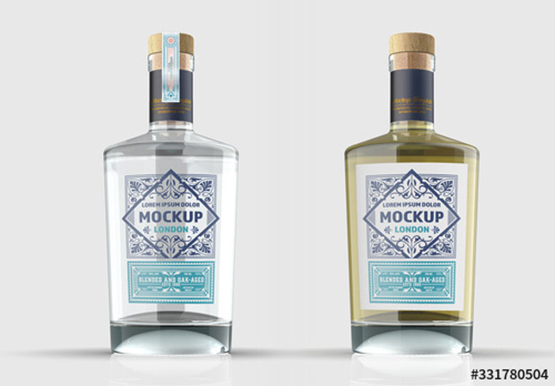 Download Clear Glass Gin Bottle Mockup 331780504 - PSDLY