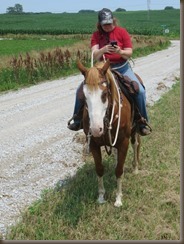 Huey tolerates texting while riding!
