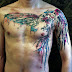 Panther Men Chest Colorful Designs Tattoo