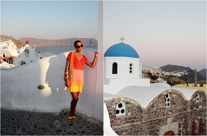 colorful fashion and looks for Santorini