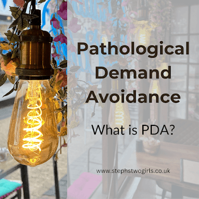 hanging lightbulb. text overlay pathological demand avoidance. what is pda?