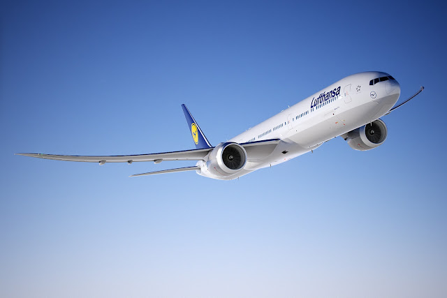 Computer generated image of Boeing 777-9X in Lufthansa livery