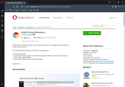 Install Chrome Extensionsのページ (Opera addons)