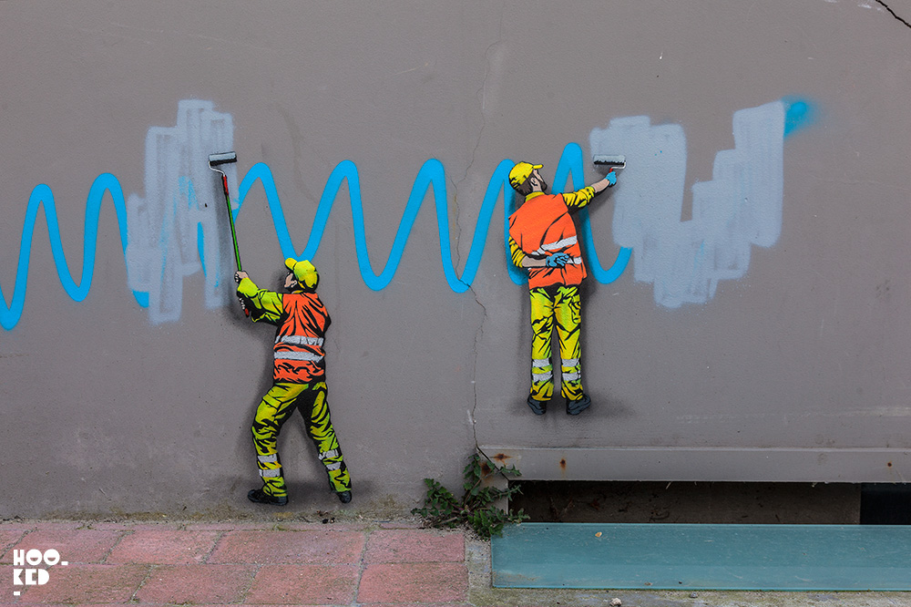 Street Artist OakOak and Jaune in Ostend, Belgium.