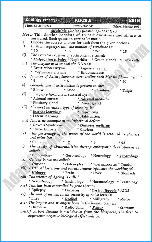 xii-zoology-past-year-paper-2015