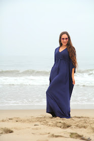 Navy Blue Kaftan Maxi Dress by Mademoiselle Mermaid