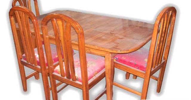 Kursi meja makan kayu jati set oval Allia Furniture