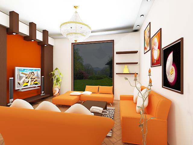  modern  house ideas  of orange  modern  living room  decoration