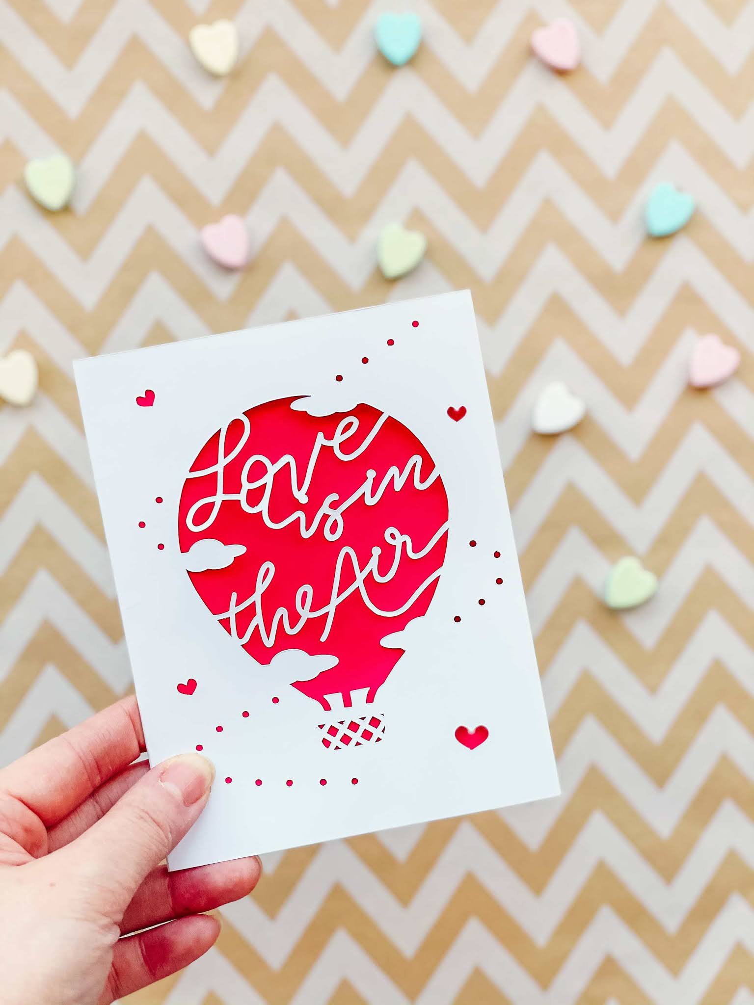 Love is in the Air Paper Cutout Valentine's Day Card