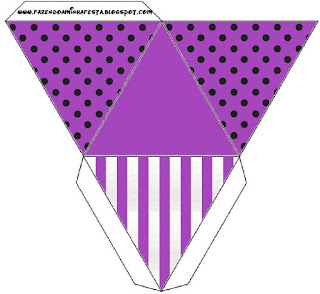 Black Polka Dots in Purple: Free Printable Pyramid Box