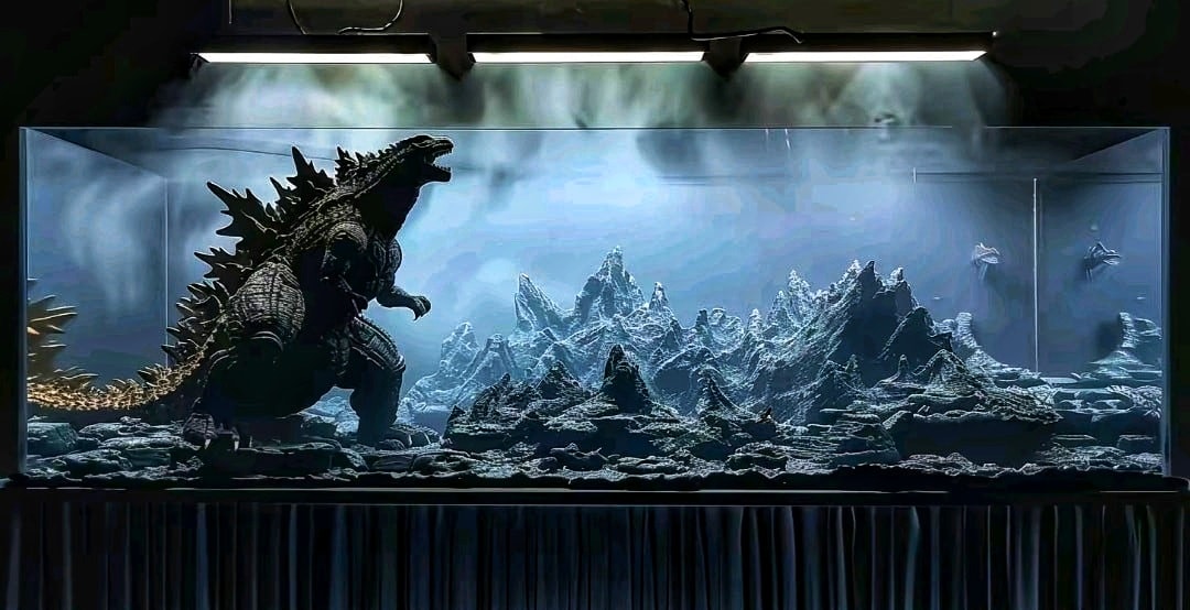 Bố cục hồ thủy sinh cho bạn nào yêu thích thể loại Godzilla