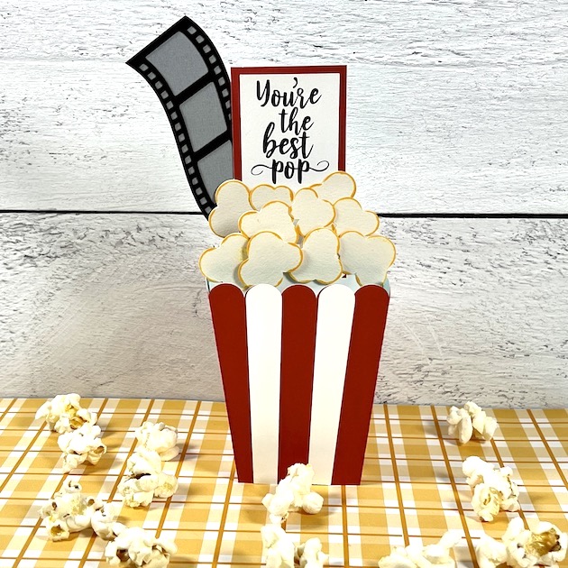 Popcorn Box Card with movie reel for Father's day or birthday