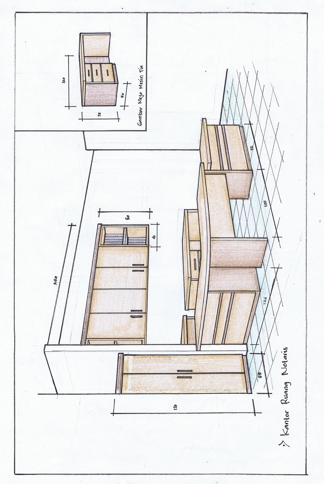 RIMBA ASIA FURNITURE Sketsa  Meja  Ruangan Kantor