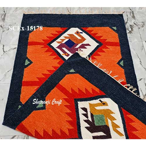 New design (3'x5' feet) floormat rug in Rangpur Satranji শতরঞ্জি ডিজাইন SCEx-15178