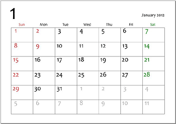 Inkscape Aholic カレンダーを作る 月別カレンダー編
