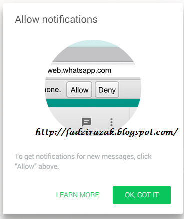Allow dekstop notifications Whatsapp