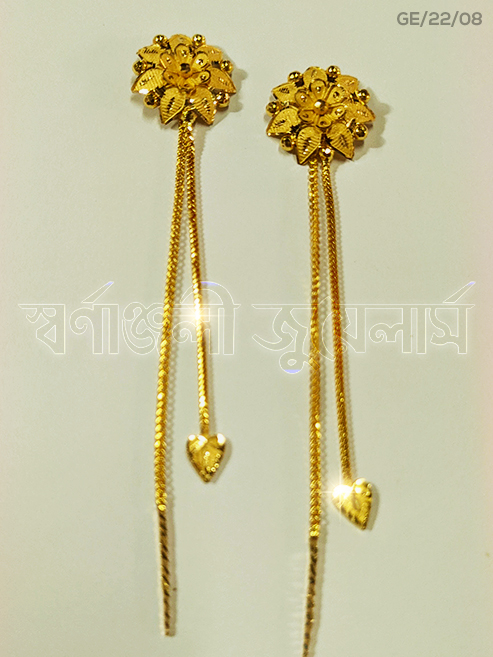 ৫ আনা সুঁইসুতা কানের দুল ২২ ক্যারেট (Sui Suta Latest 5 Ana/Gram Gold Earring) 18/21/22/24 Karat KDM Price in BD Buy Online